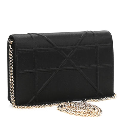 Christian Dior Satin Diorama Wallet on Chain Pouch Black 3 of 8