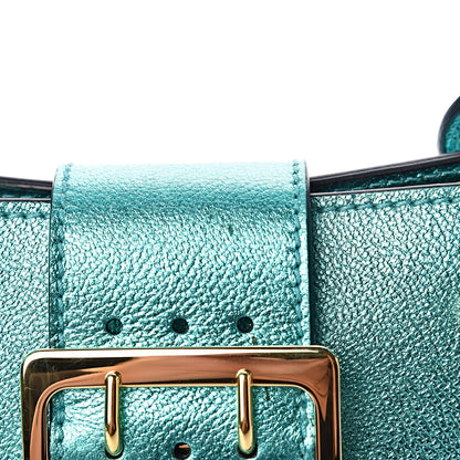 Burberry Metallic Soft Grain Calfskin Small Buckle Tote Emerald 13 of 18