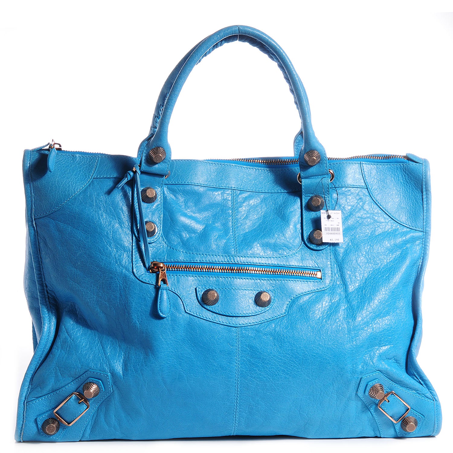 Balenciaga Agneau Giant 12 Rose Gold Hardware Weekender Bleu Paon 1 of 10