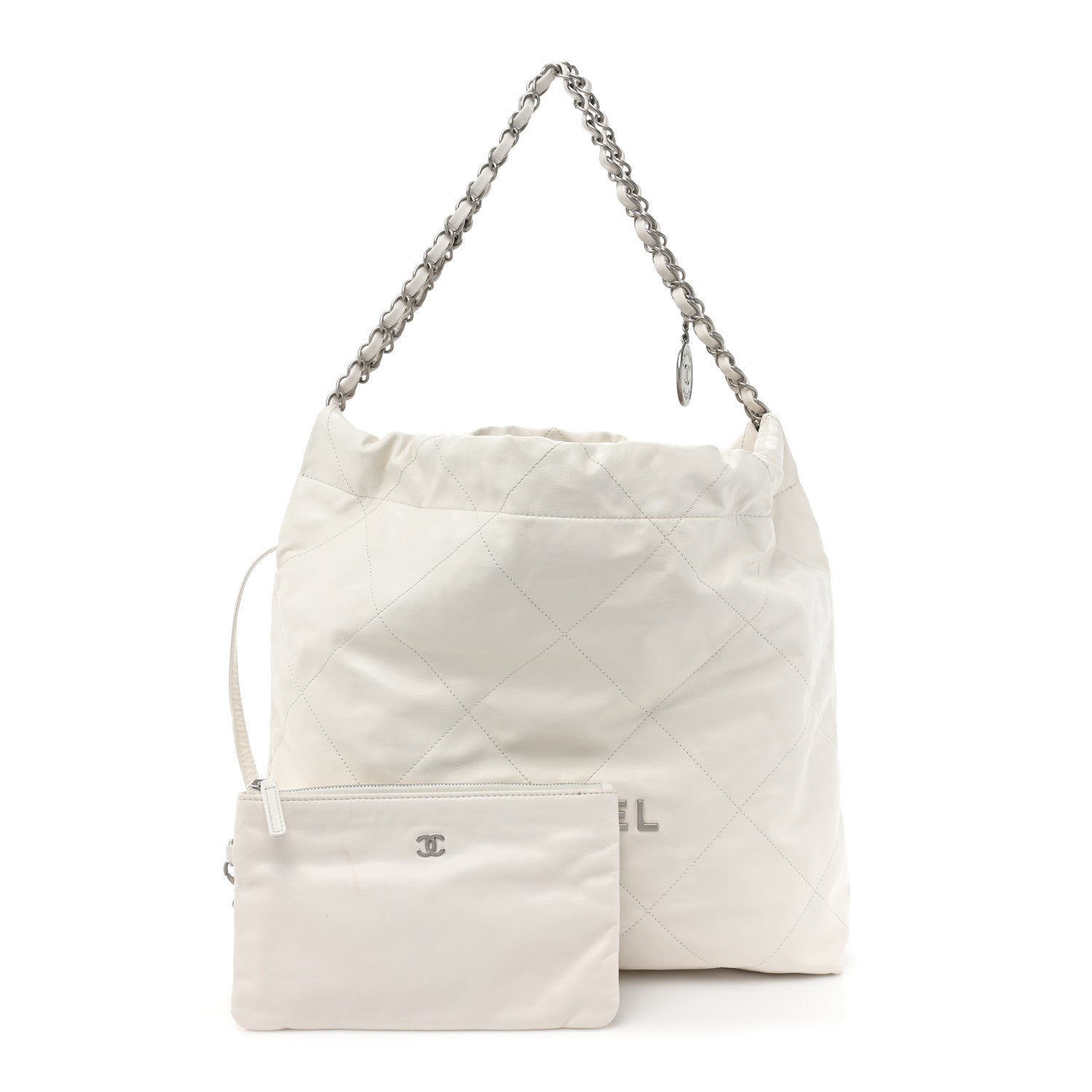 Chanel Shiny Calfskin Quilted Small Chanel 22 White 1 of 13