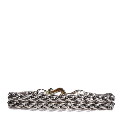 David Yurman Sterling Silver 14K Yellow Gold Garnet 6mm Double Wheat Buckle Bracelet 3 of 5