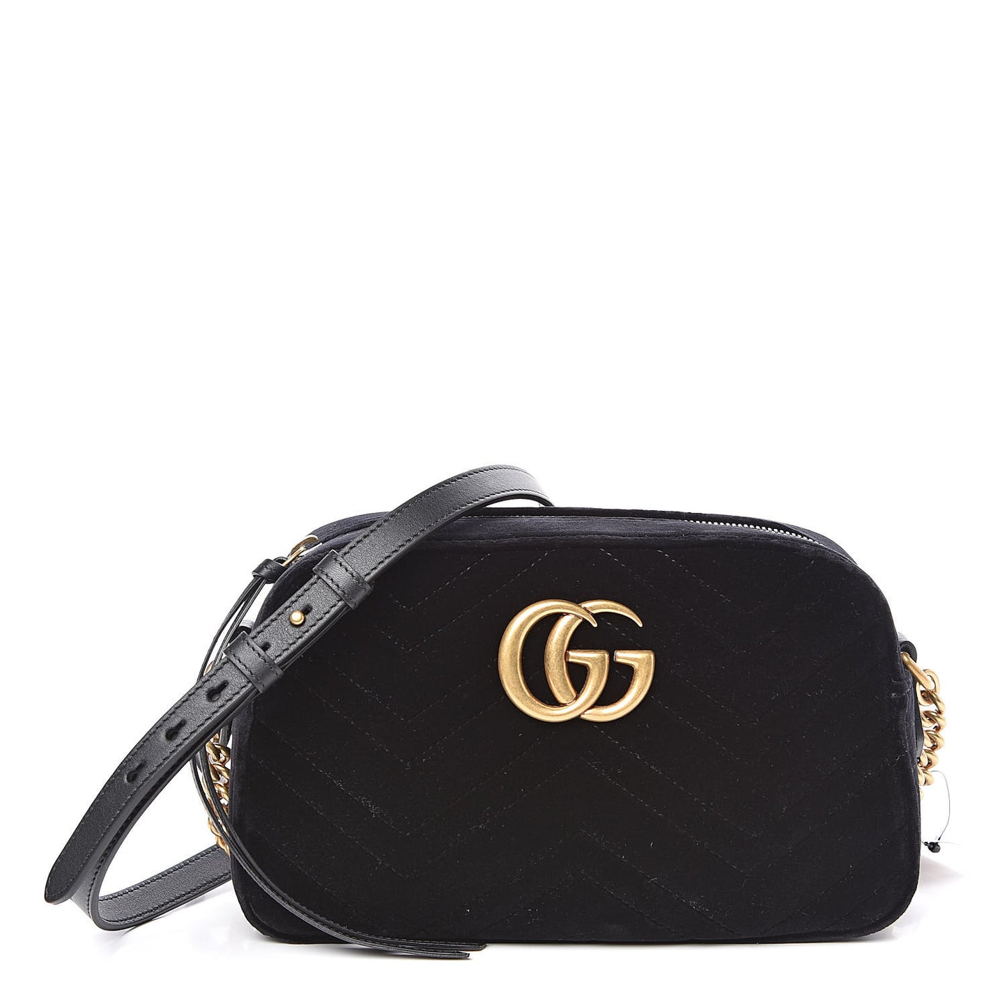 Velvet Matelasse Small GG Marmont Chain Shoulder Bag Black