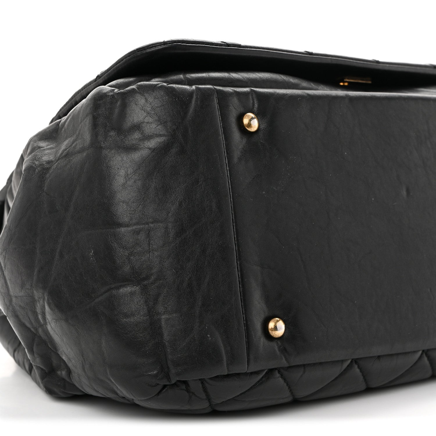 Chanel Aged Calfskin Quilted Large Pondichery Flap Black 9 of 10