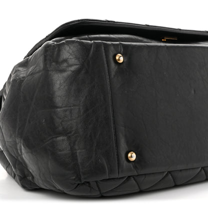 Chanel Aged Calfskin Quilted Large Pondichery Flap Black 9 of 10