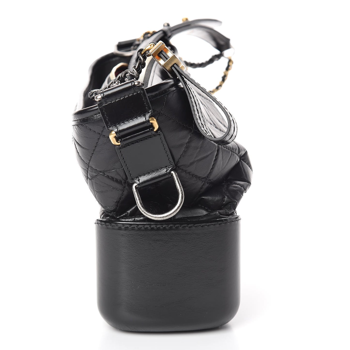 Aged Calfskin Quilted Medium Gabrielle Hobo Black