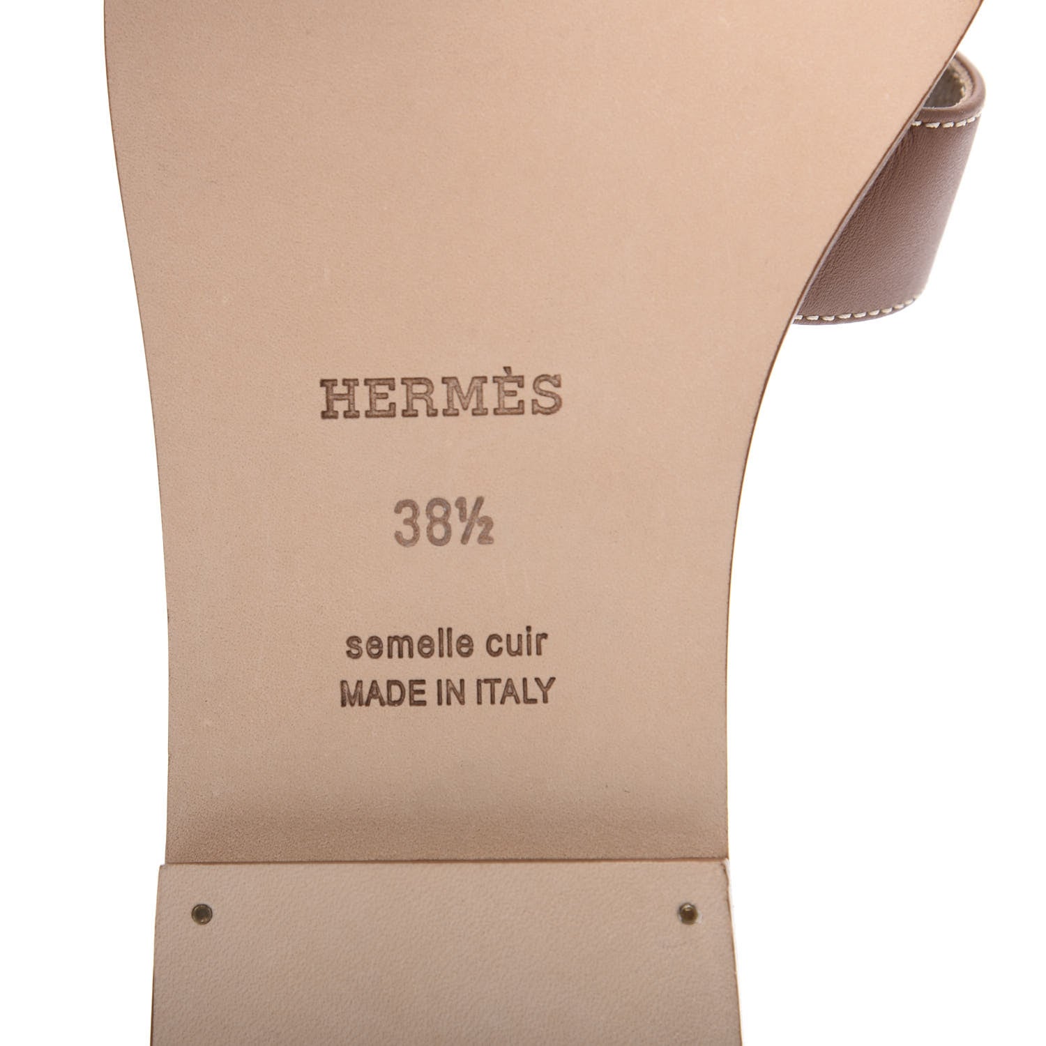 Hermes Box Calfskin Oran Sandals 38.5 Gold 7 of 9