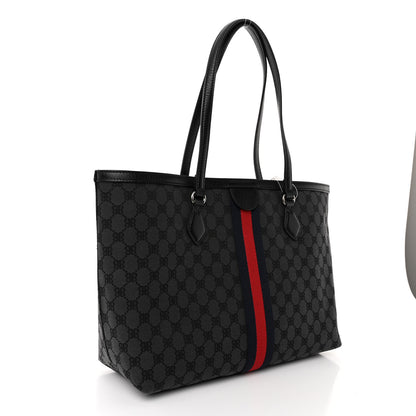 Gucci X BALENCIAGA BB Monogram Web Graffiti Medium Ophidia Shopping Tote Black 3 of 9