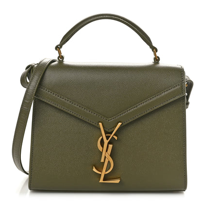 Saint Laurent Grain de Poudre Mini Classic Monogram Cassandra Top Handle Olive 1 of 10