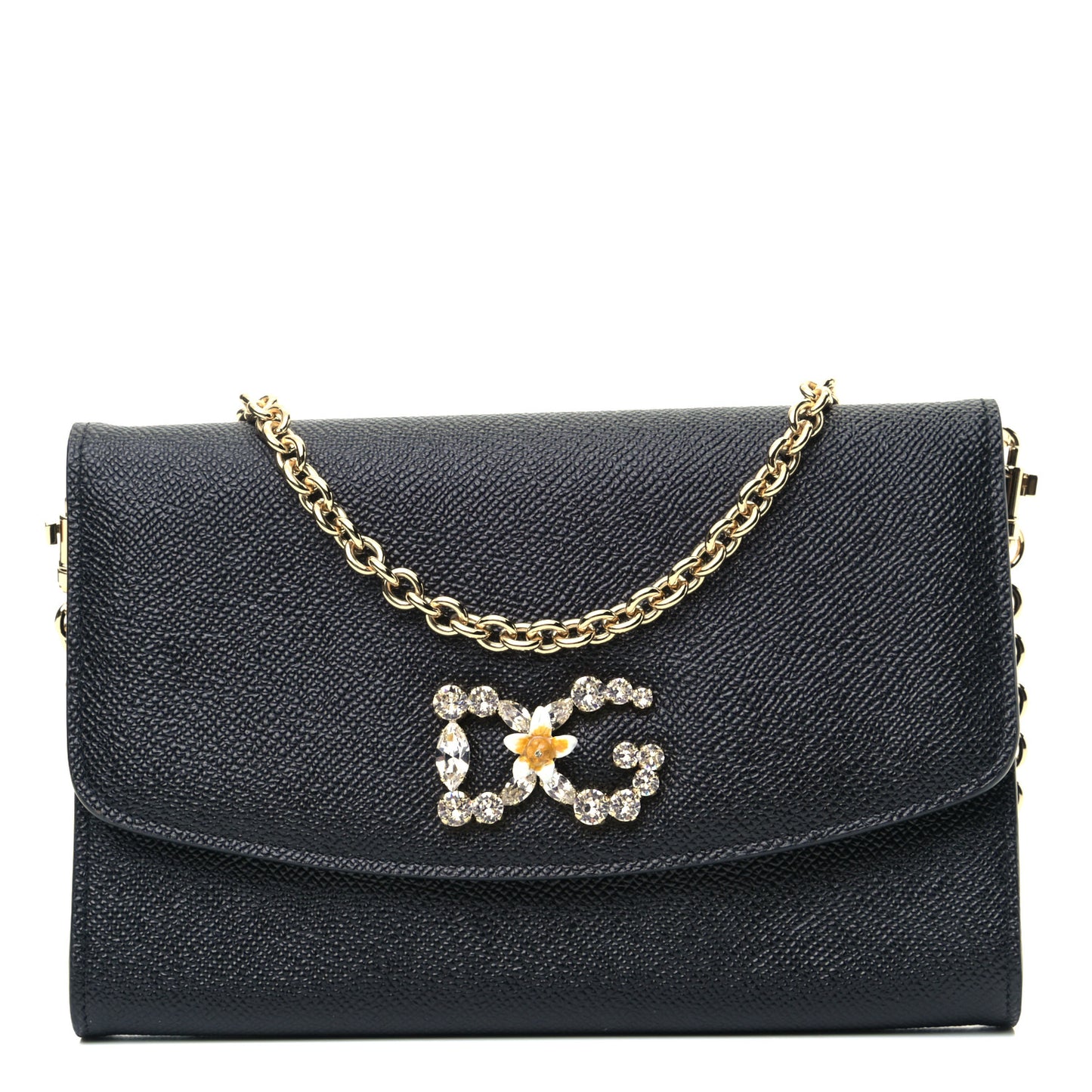 Dauphine Crystal Wallet On Chain Black