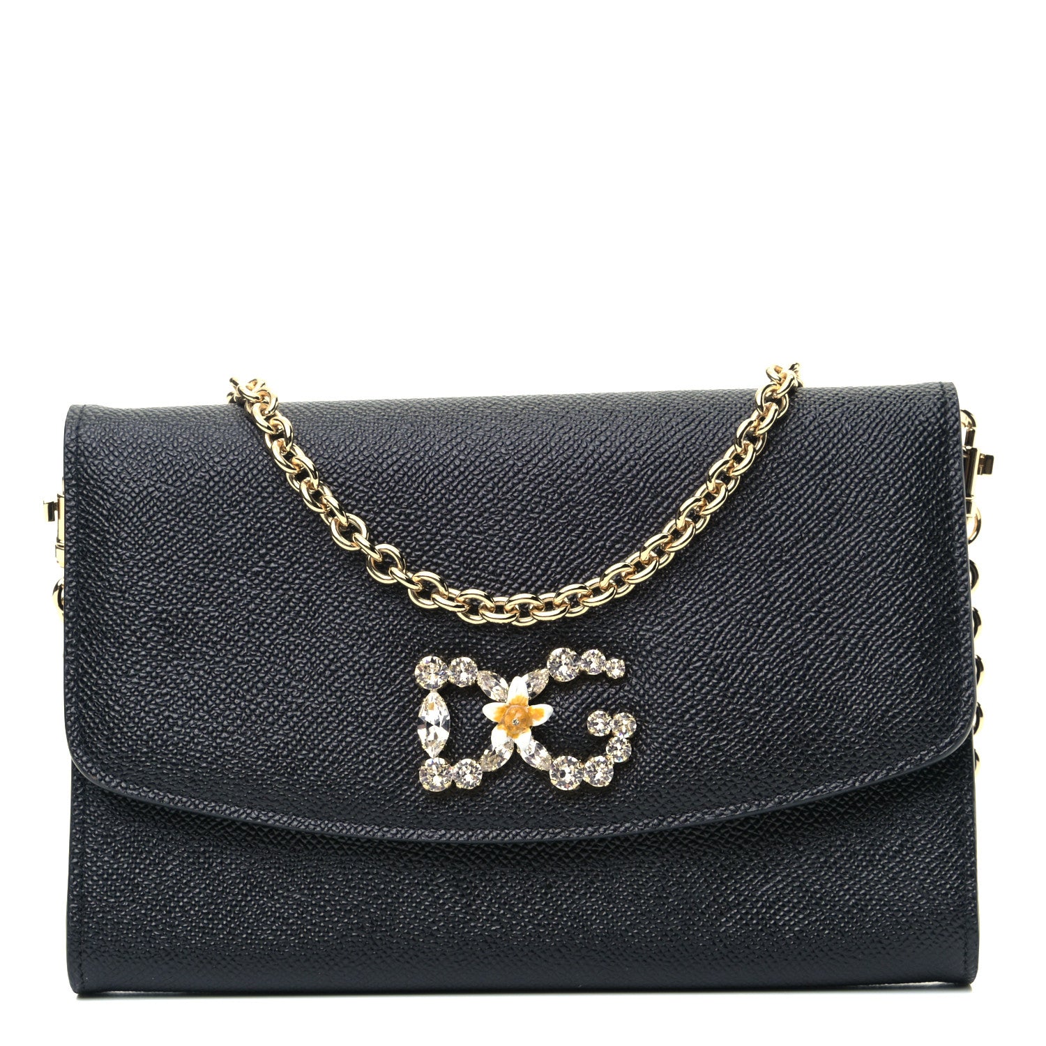 Dolce & Gabbana Dauphine Crystal Wallet On Chain Black 1 of 5