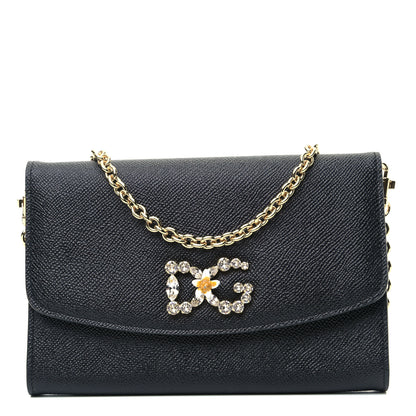 Dolce & Gabbana Dauphine Crystal Wallet On Chain Black 1 of 5