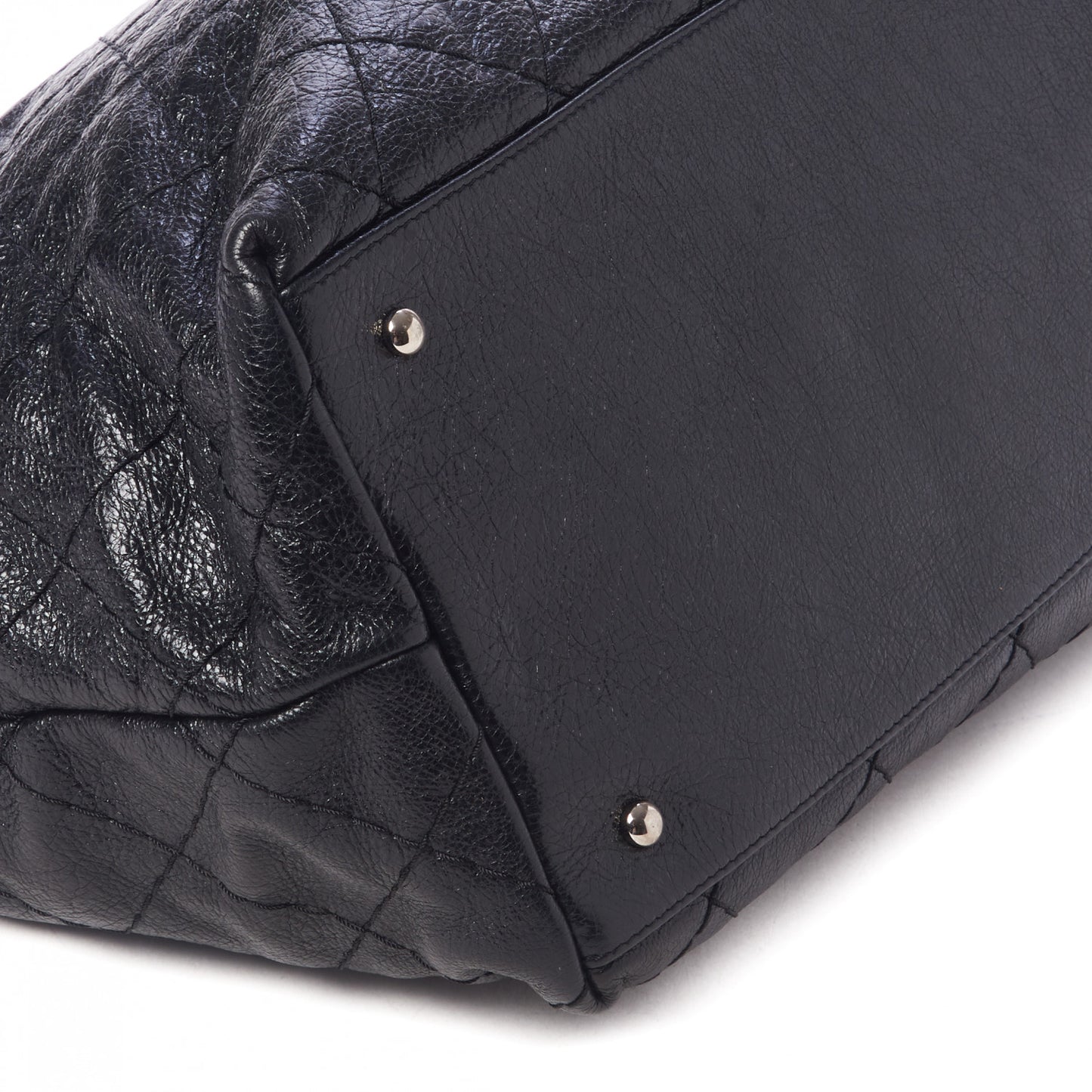 Glazed Calfskin Large On The Road Tote Black
