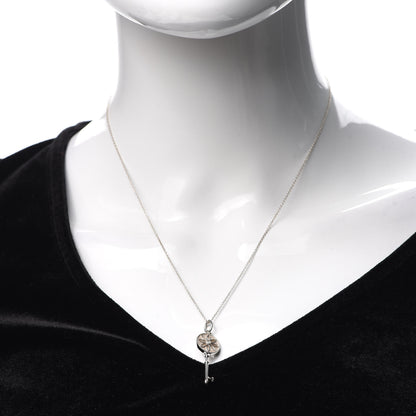 Tiffany Sterling Silver Diamond Small Daisy Key Pendant Necklace 2 of 6