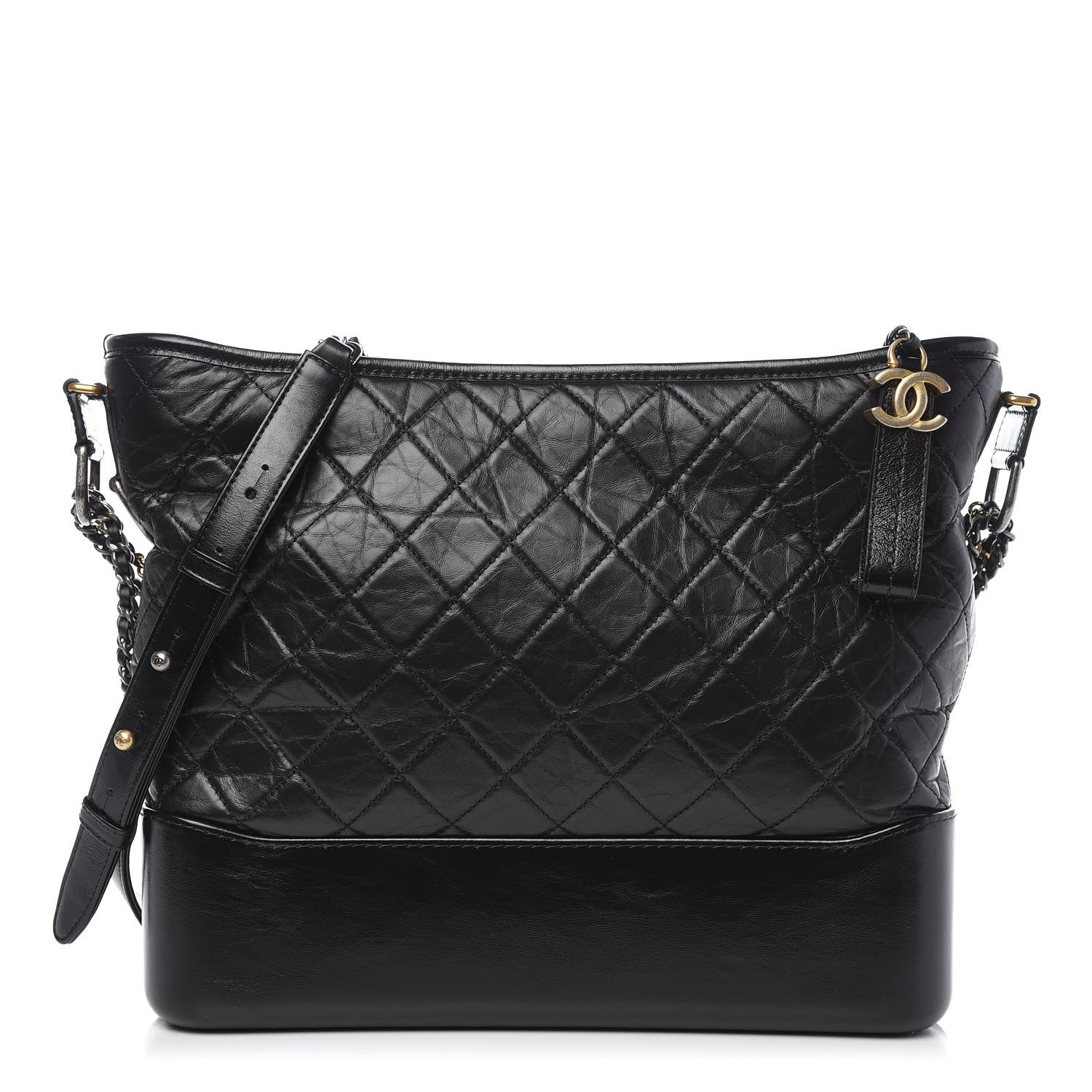 Chanel Aged Calfskin Quilted Large Gabrielle Hobo Black 1 of 8