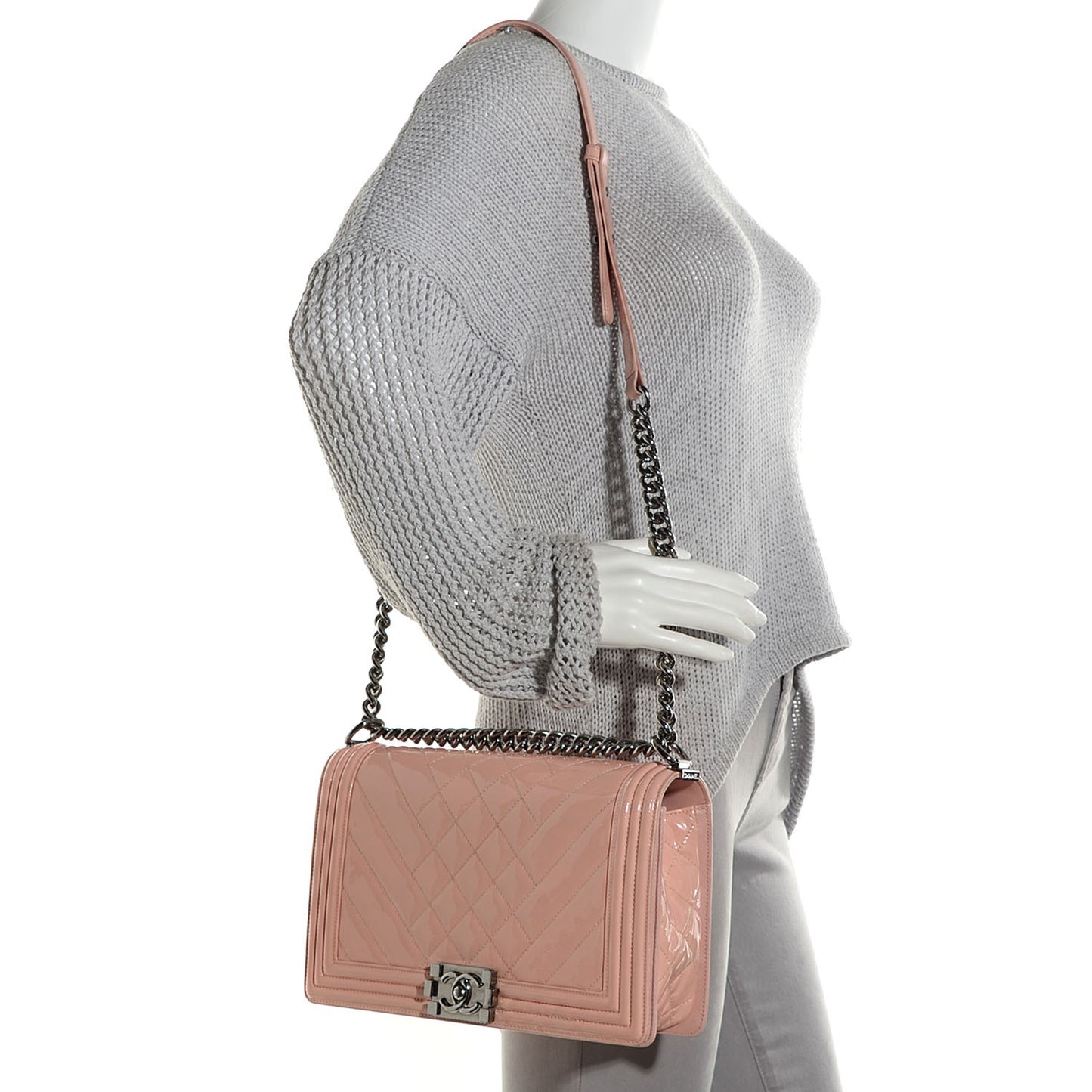 Patent Chevron New Medium Boy Flap Light Pink