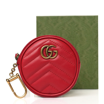 Gucci Calfskin Matelasse GG Marmont Round Coin Purse Hibiscus Red 8 of 8