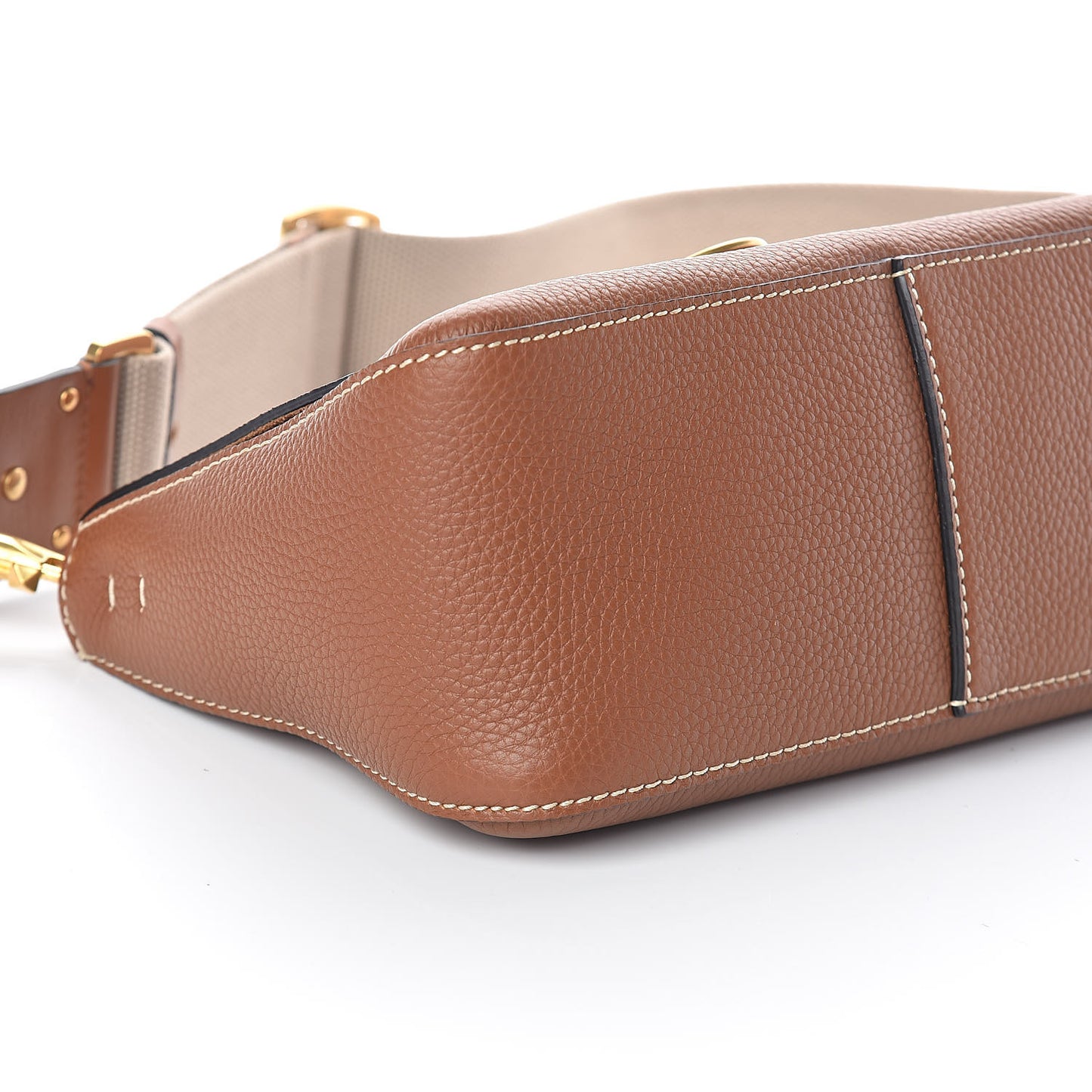 Pebbled Calfskin Small VRing Shoulder Bag Saddle Brown
