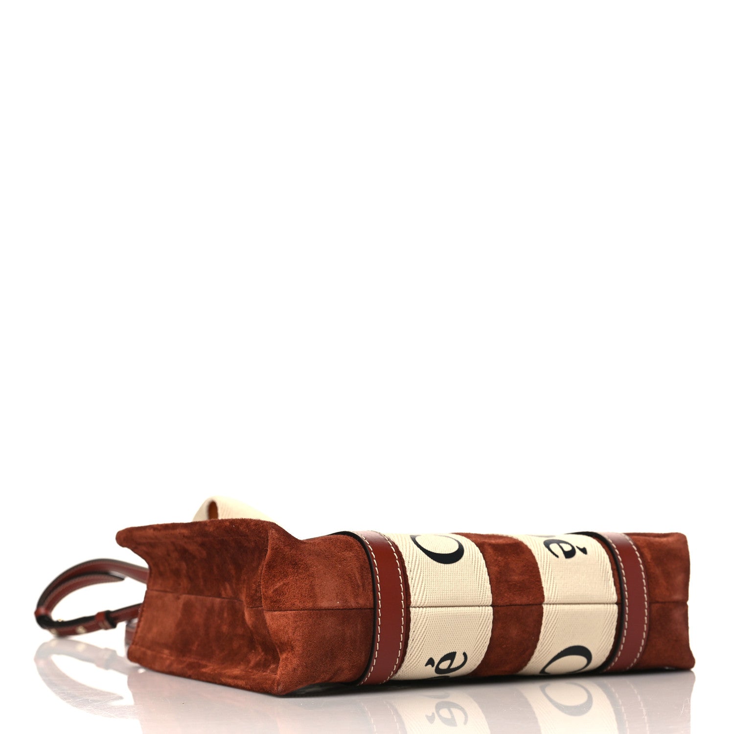 Chloe Suede Calfskin Small Woody Ribbon Tote Sepia Brown 4 of 8