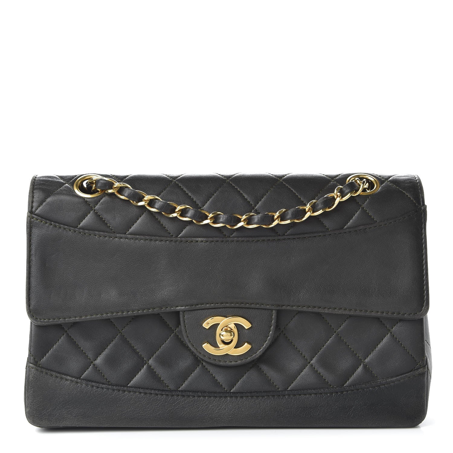 Chanel Lambskin Quilted Small Single Flap Dark Grey 1 of 11