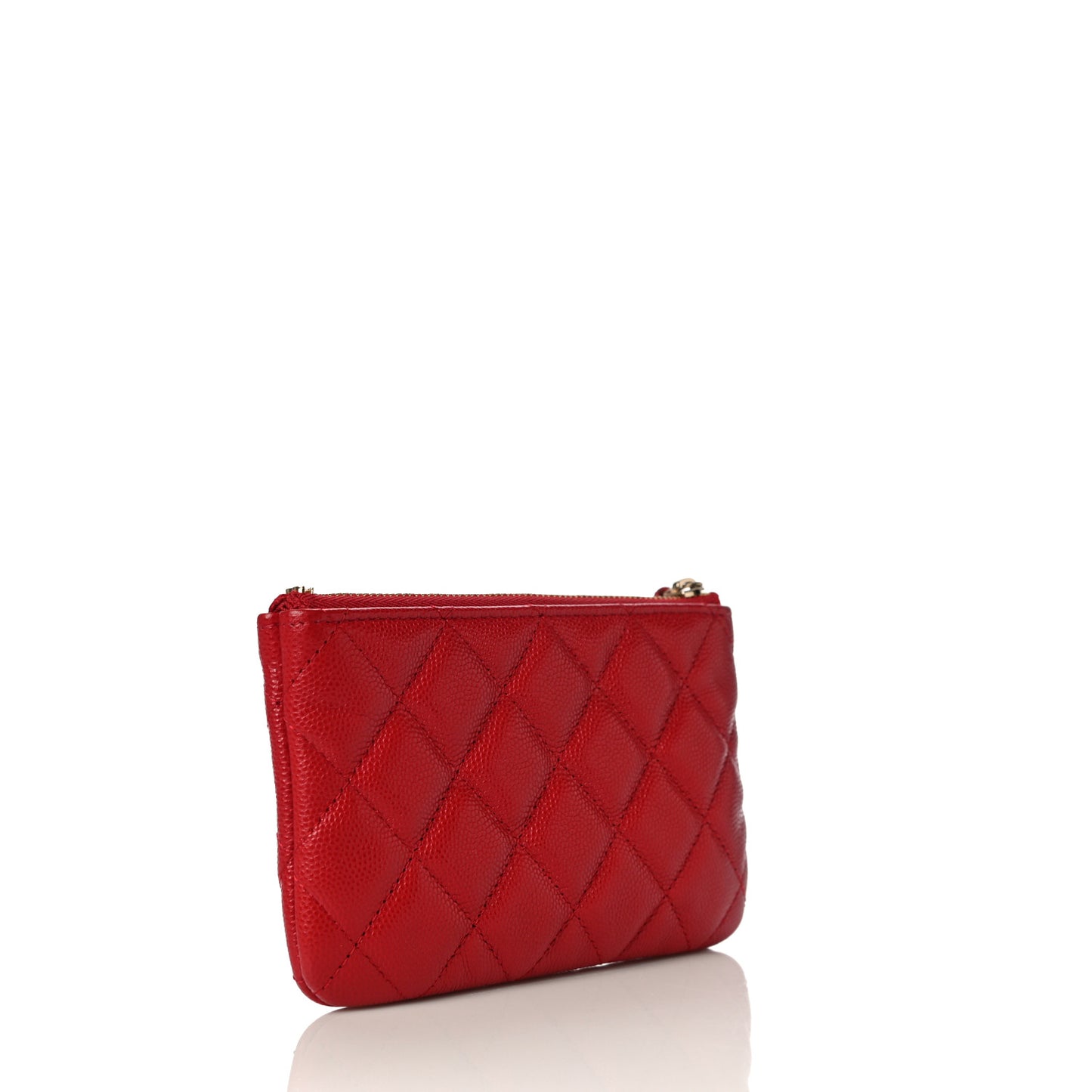 Caviar Quilted Small Cosmetic Case Red
