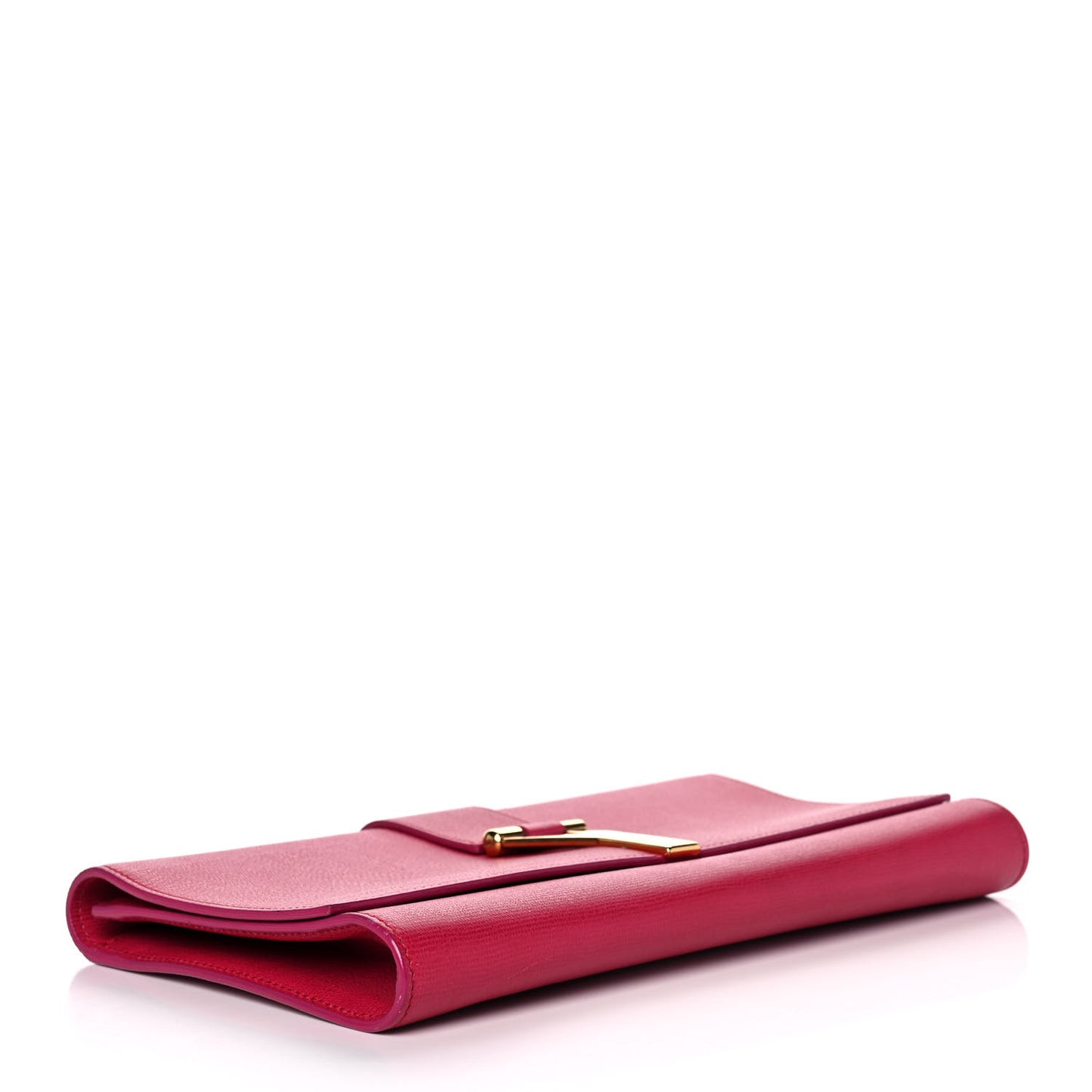 Textured Calfskin Classic Y Ligne Clutch Fuchsia