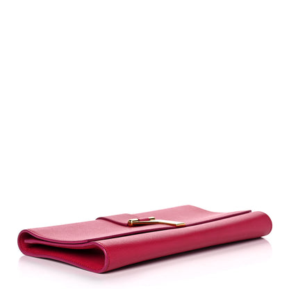 Saint Laurent Textured Calfskin Classic Y Ligne Clutch Fuchsia 4 of 9