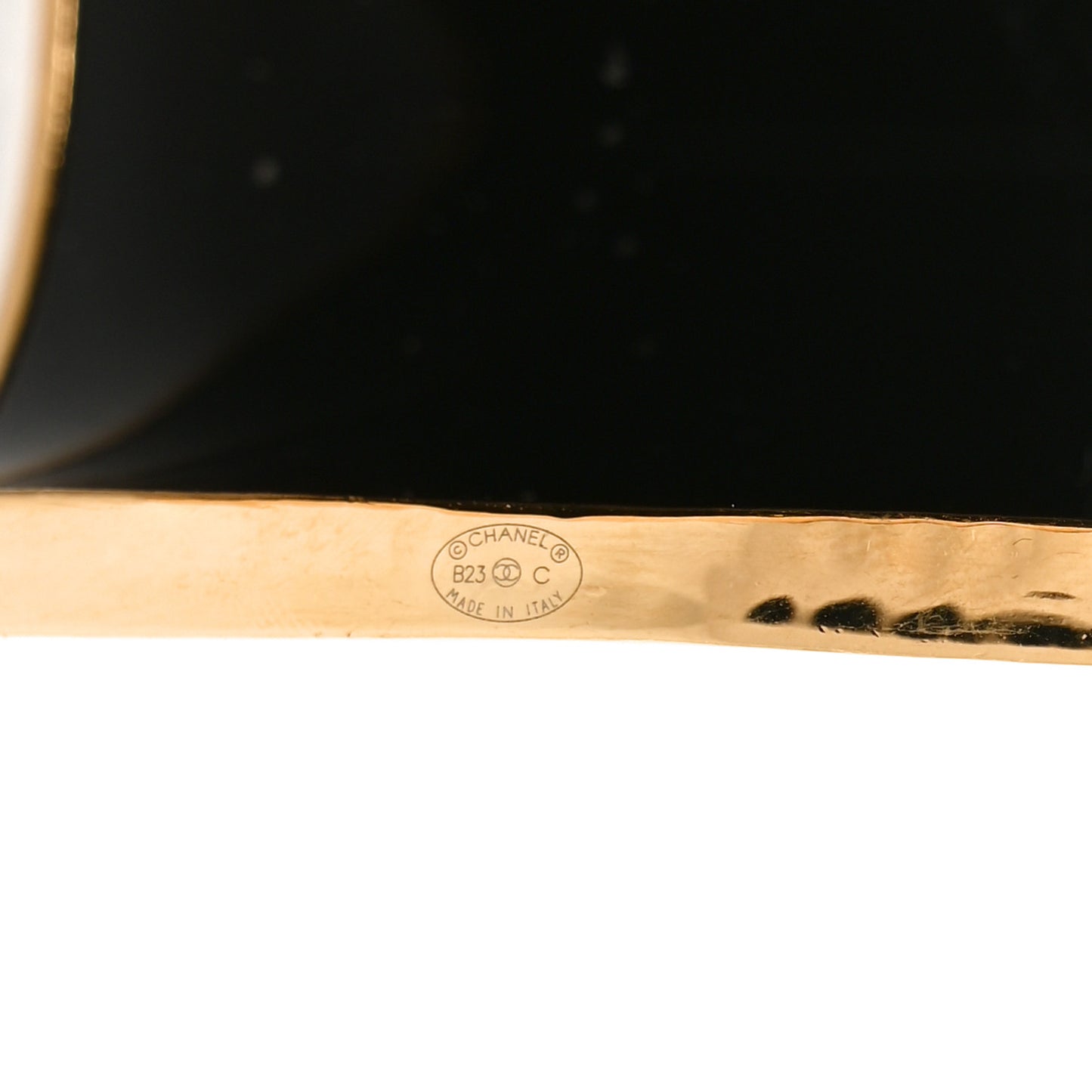 Resin Metal CC Cuff Bracelet Gold Black