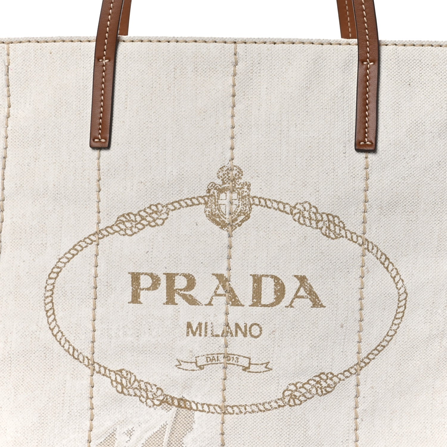 Prada Mistolino Vitello Logo Tote Naturale Cognac 7 of 9