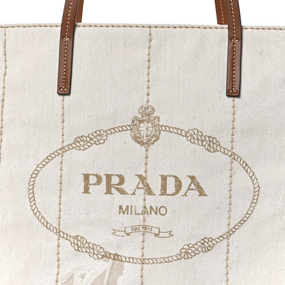 Prada Mistolino Vitello Logo Tote Naturale Cognac 7 of 9