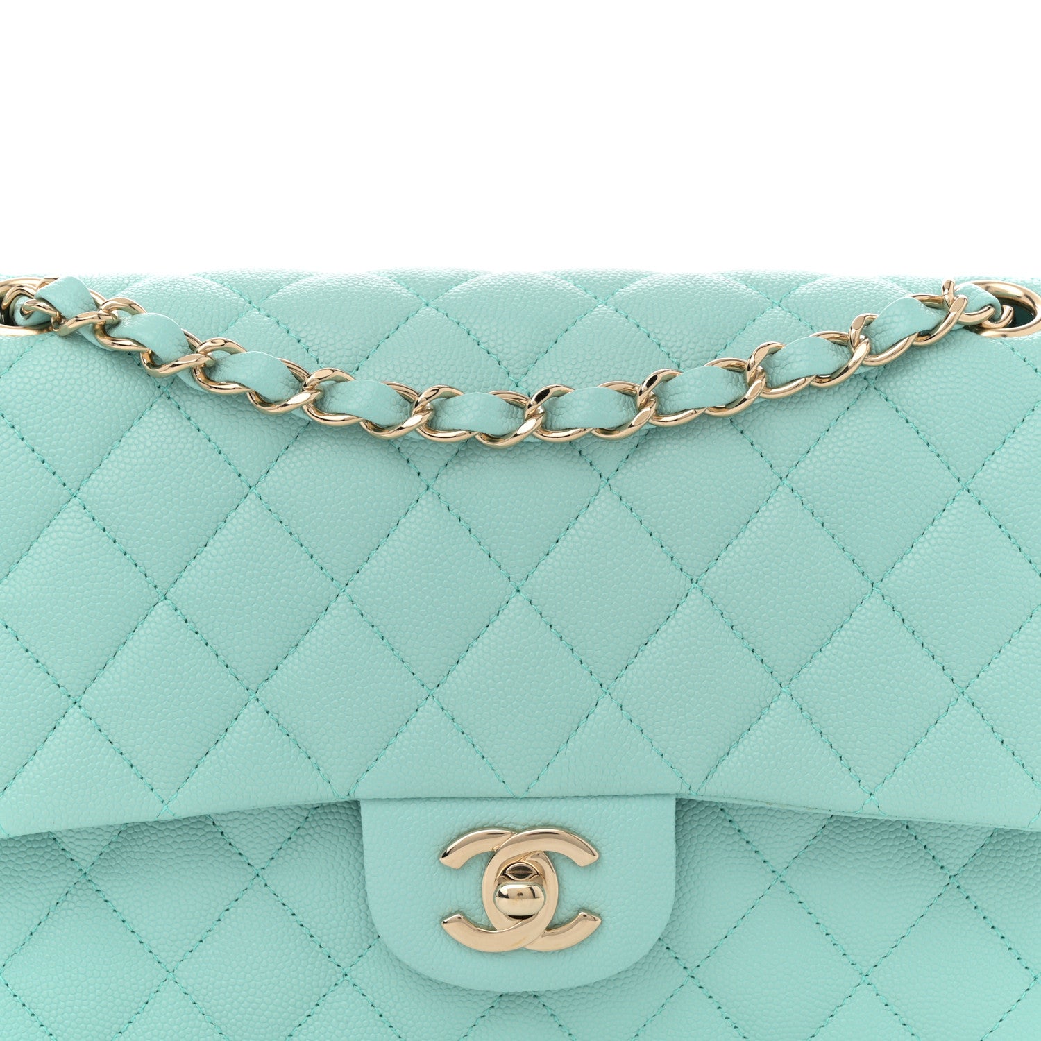 Chanel Lambskin Quilted Medium Double Flap Light Blue 8 of 13