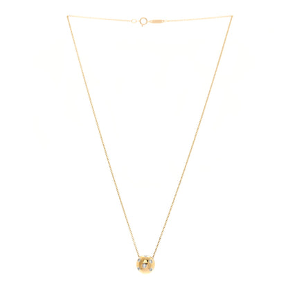 Tiffany 18K Yellow Gold Platinum Diamond Etoile Ball Pendant Necklace 3 of 6