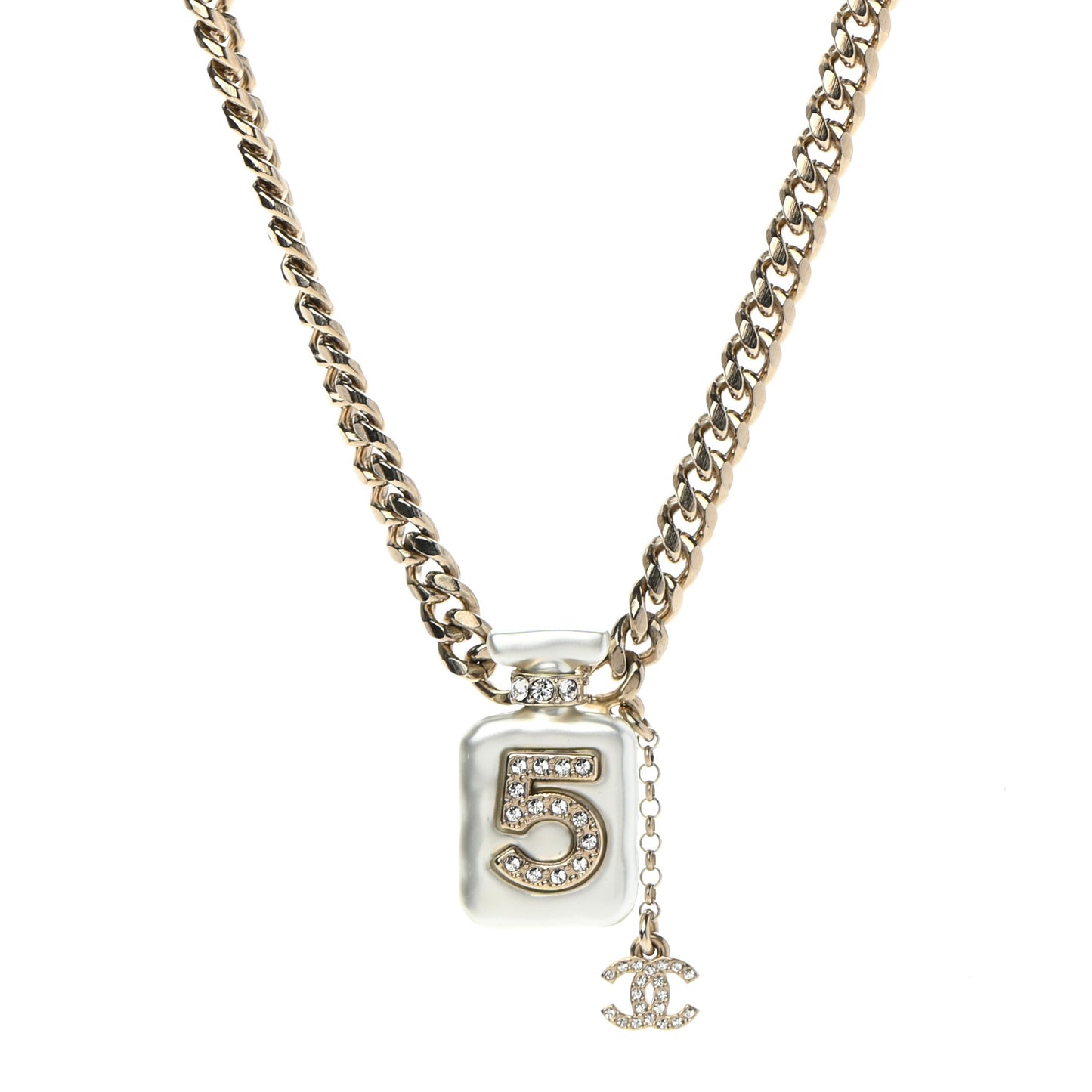 Resin Crystal CC No 5 Perfume Bottle Necklace