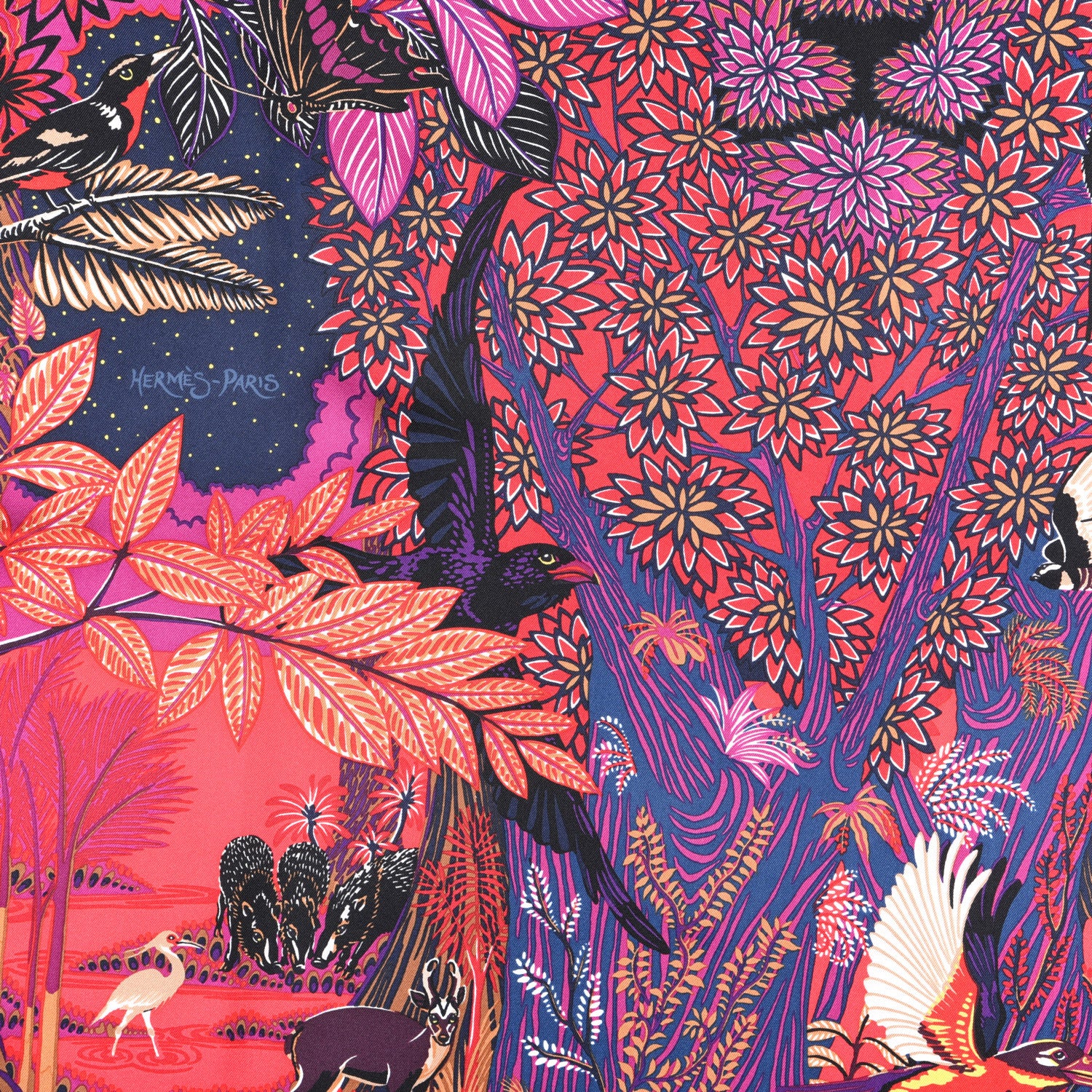 Hermes Silk Wild Singapore Scarf 90 Rouge Violet Beige 2 of 4