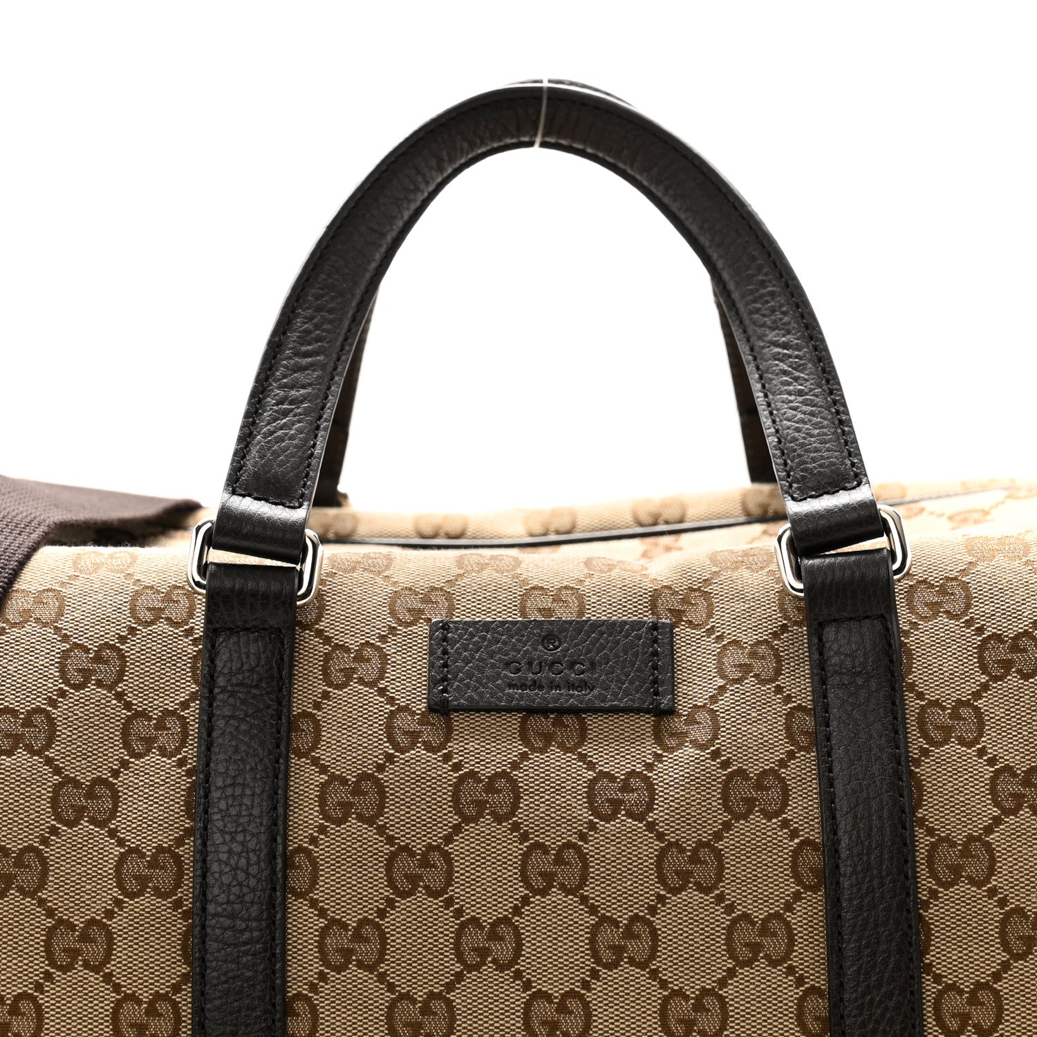 Gucci Monogram Dollar Calfskin Boston Duffle Bag Beige Ebony Testa di Moro Marrone Scuro 7 of 11