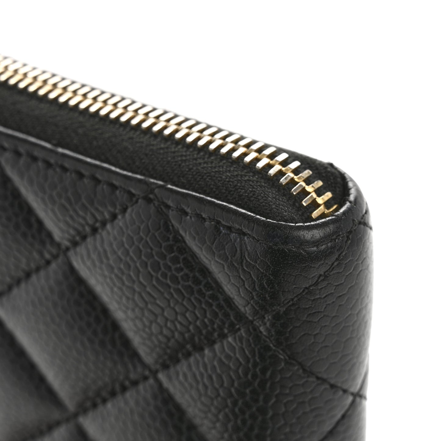 Caviar Quilted Large Gusset Zip Around Wallet Black