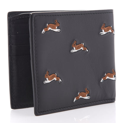 Gucci Calfskin Rabbit Embroidered Bi-Fold Wallet Black 3 of 9