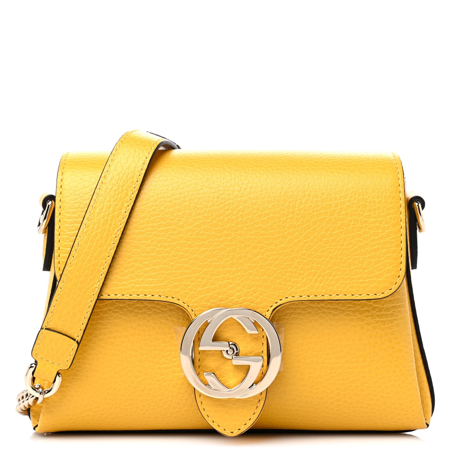 Gucci Dollar Calfskin Interlocking G Crossbody Bag New Buttercup 1 of 9