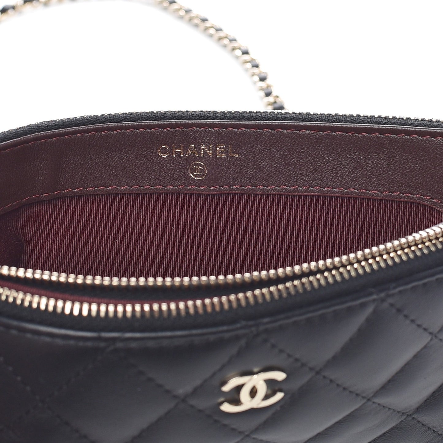 Lambskin Quilted Small Clutch With Chain Black