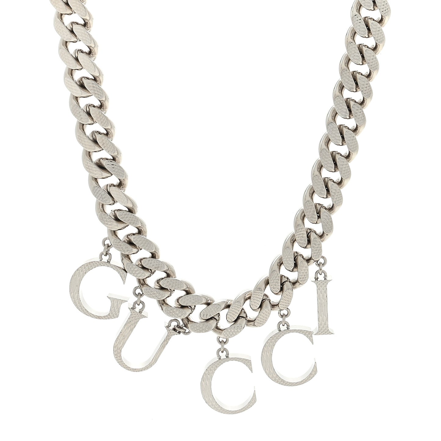 Metal Script Choker Necklace Silver