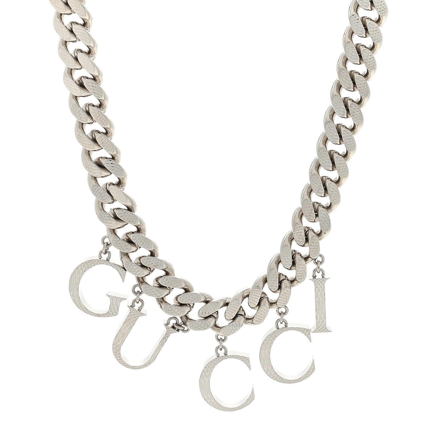 Gucci Metal Script Choker Necklace Silver 1 of 4