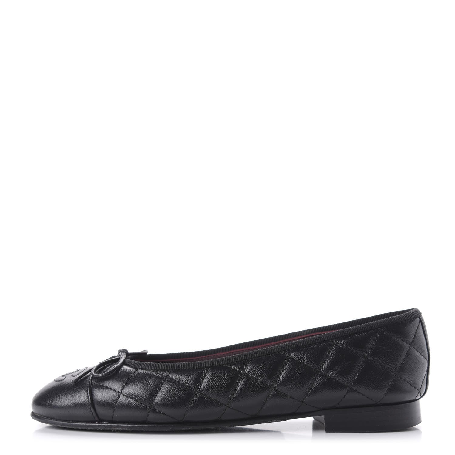Chanel Aged Calfskin Quilted Cap Toe Ballerina Flats 35 Black 1 of 8