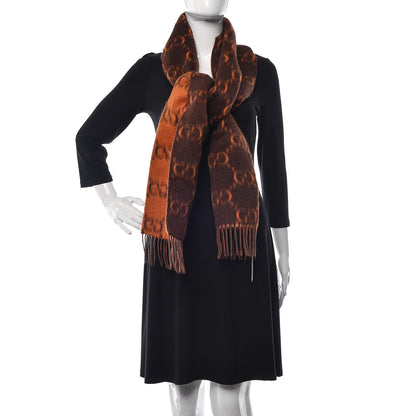 Gucci Wool Alpaca GG Monogram Big GG Rock Scarf Tangerine Brown 2 of 5