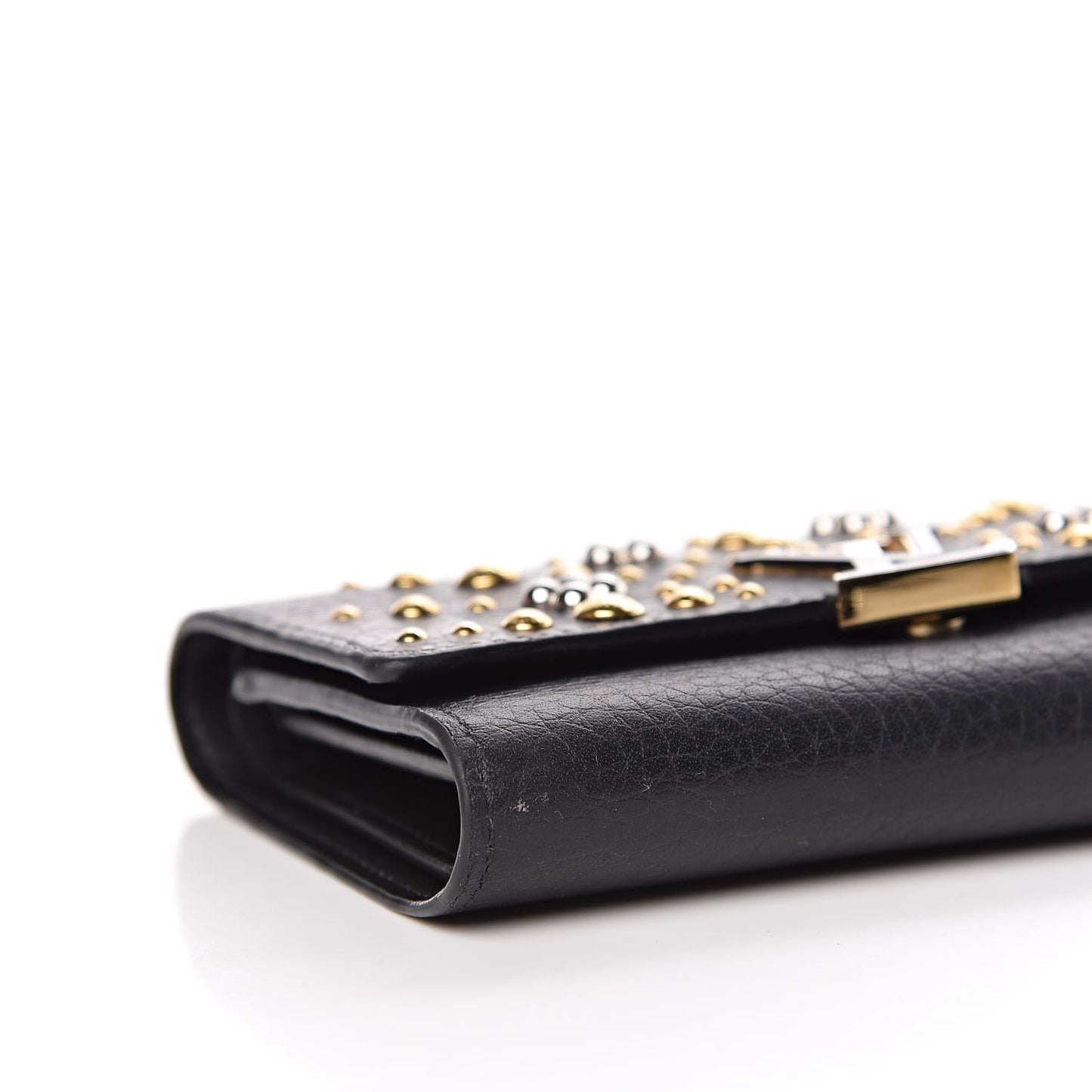 Taurillon Studded Sol Capucines Compact Wallet Black