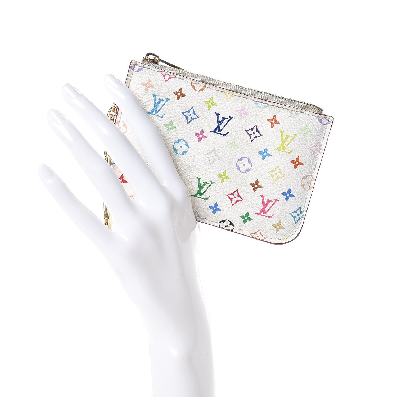 Louis Vuitton Monogram Multicolor Key Pouch White Litchi 2 of 11