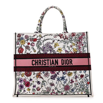 Christian Dior Canvas Embroidered Large Florilegio Book Tote White Multicolor 1 of 11