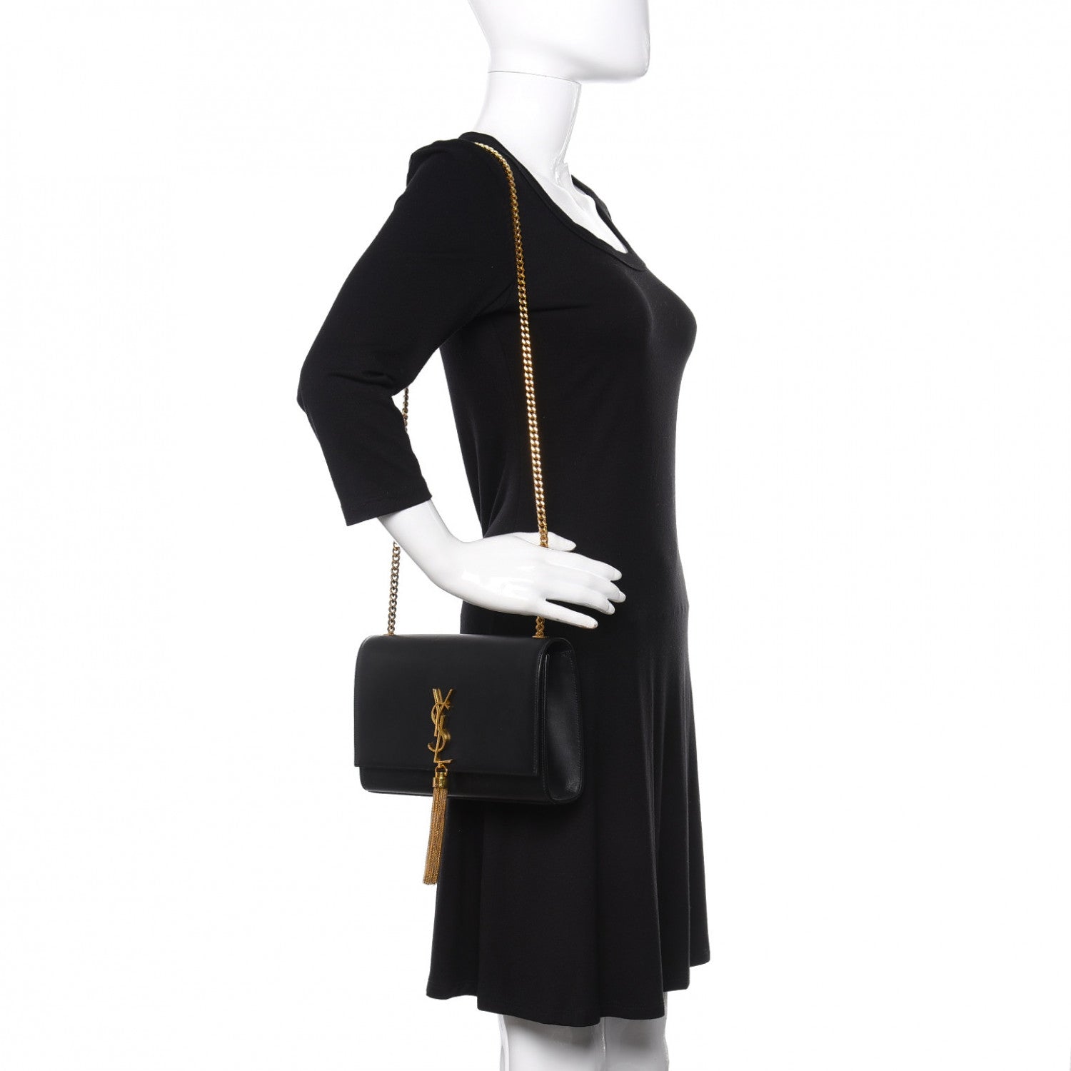 Saint Laurent Smooth Calfskin Medium Classic Monogram Kate Tassel Satchel Black 2 of 12
