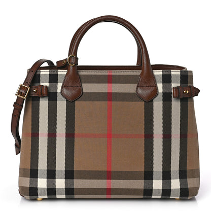 Burberry House Check Grainy Calfskin Medium Banner Tote Brown 1 of 7
