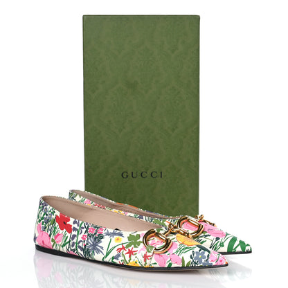 Gucci X KEN SCOTT Canvas Infinity Giardino d Apri Deva Horsebit Chain Embellished Flats 37.5 Ivory Pink 9 of 9