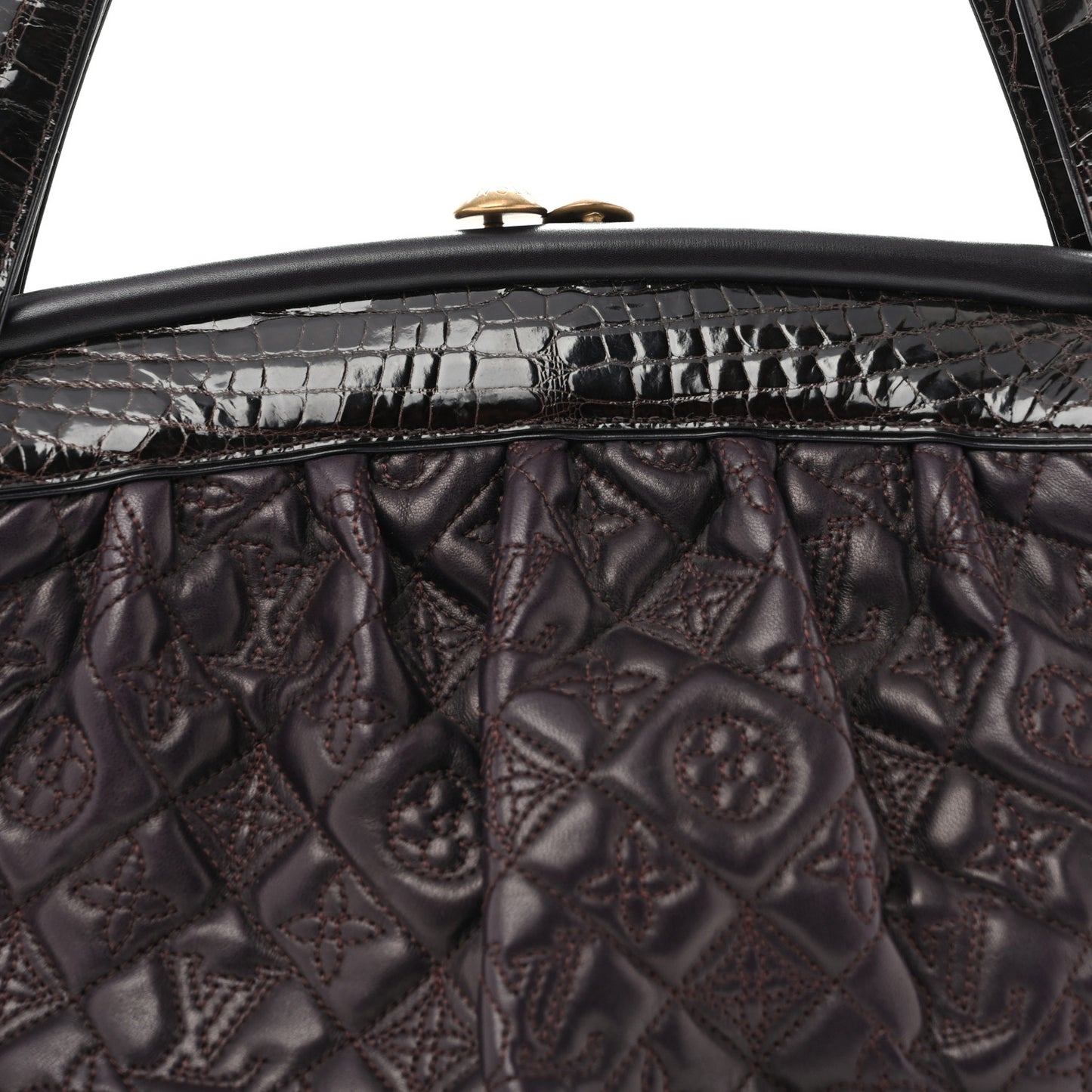 Monogram Vienna Alligator Sac Fermoir GM Aubergine