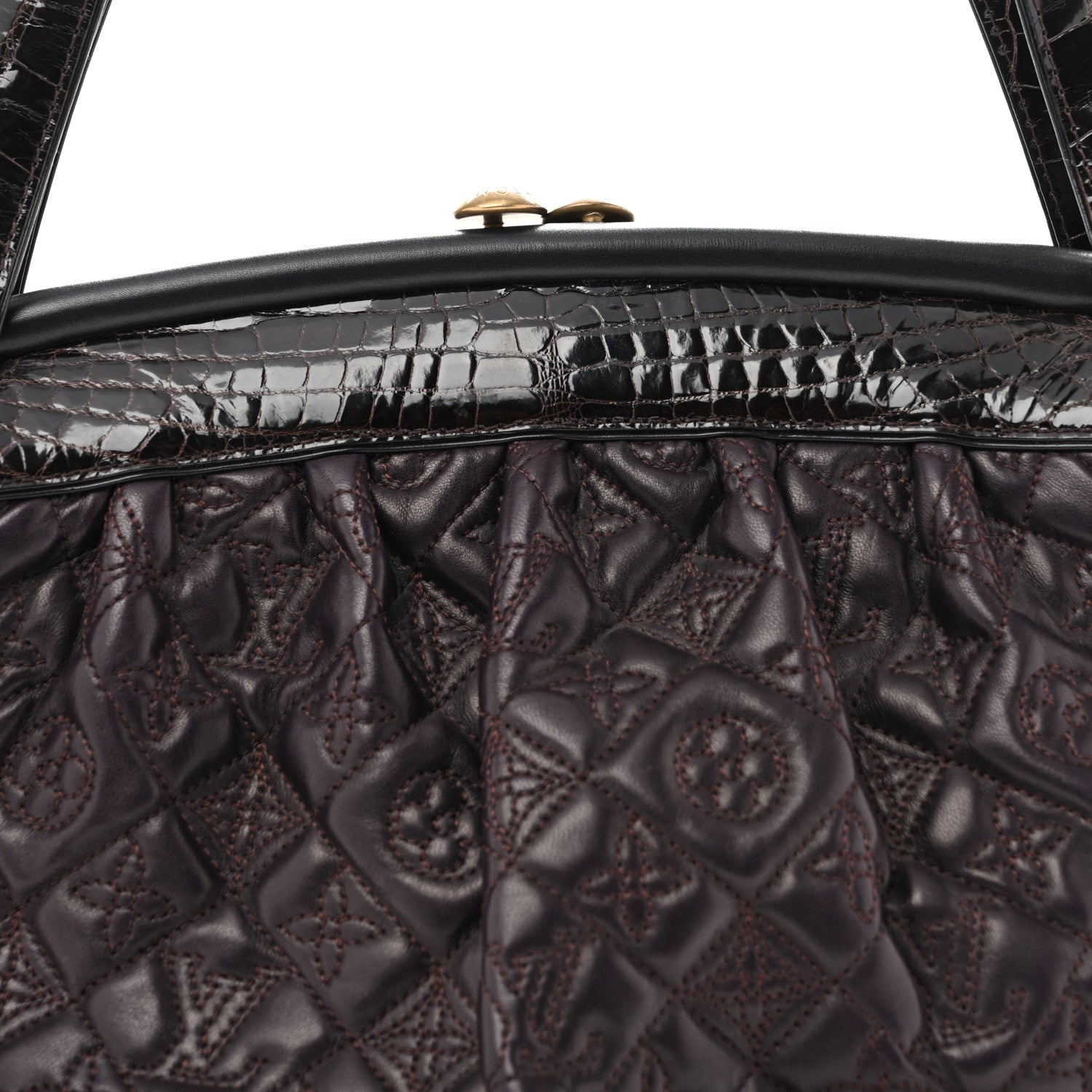 Louis Vuitton Monogram Vienna Alligator Sac Fermoir GM Aubergine 7 of 12